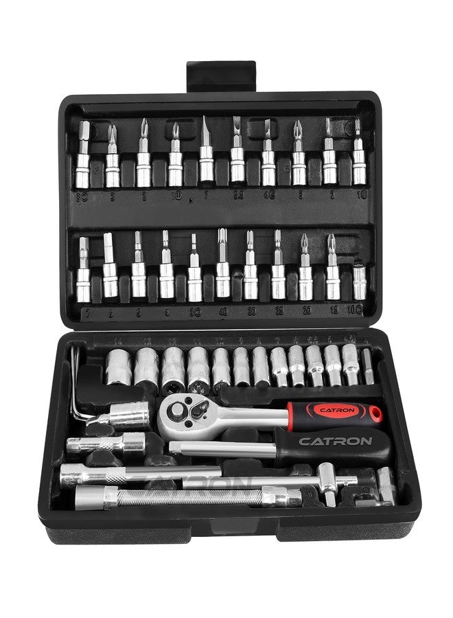 Catron 46 In 1 Pcs Tool Kit & Hand Tool Kit Wrench Set Multi Purpose Combination Tool Case Precision Socket Set,Screwdriver and Socket Set,Bike, Car Tool - Image 1
